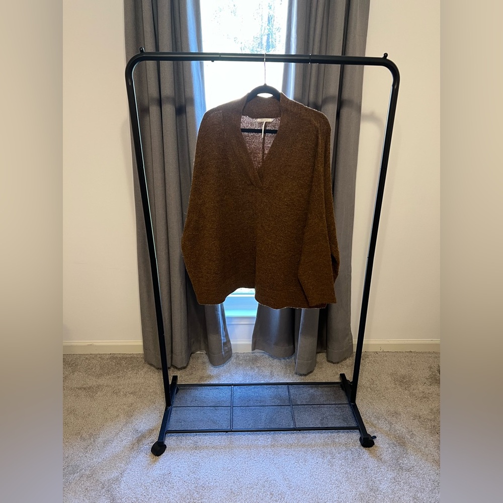 StitchDrop Elegant Brown V-Neck Women's Sweater